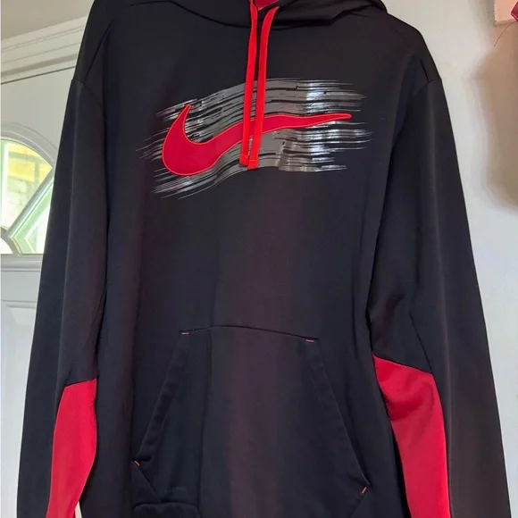 Nike Therma-Fit Black and Red Hoodie - Picture 2 of 4